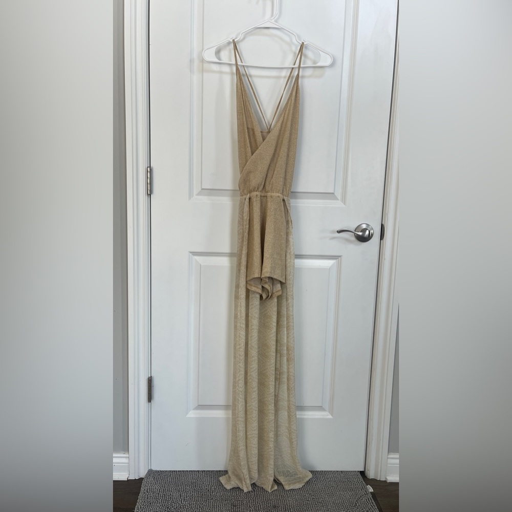 Luli Fama Golden Glitter Resort Style Playsuit Never Worn No Tags